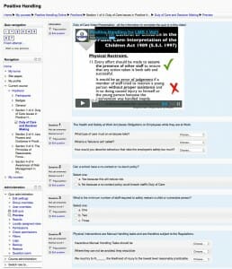 Online Positive Handling Training Screenshot